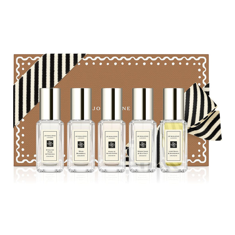 Jo Malone London Cologne Collection five 9ml bottles with gingerbread festive gift box