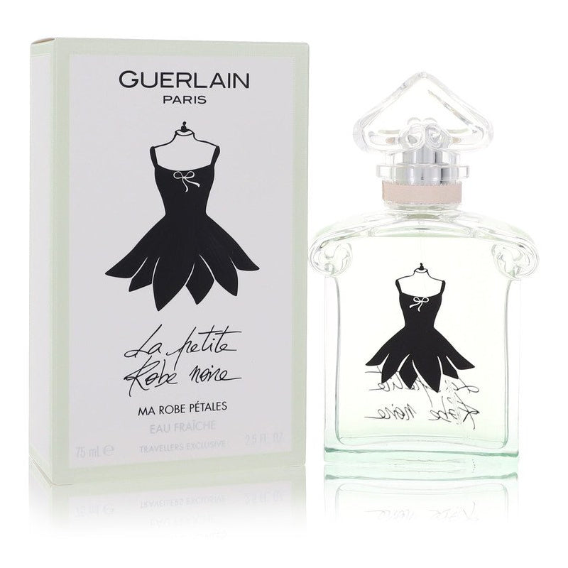 Guerlain La Petite Robe Noire Ma Robe Pétales 75ml Eau De Toilette bottle and box on a white background