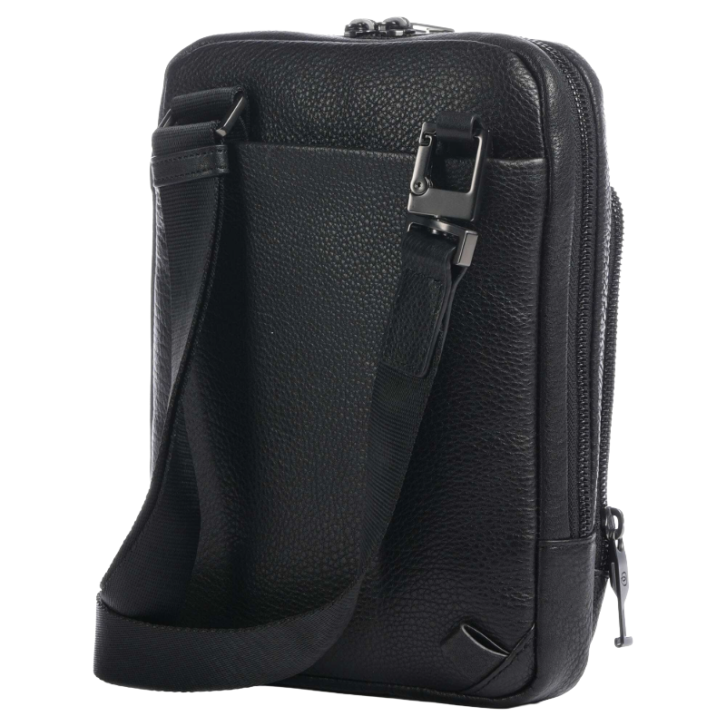 Piquadro Carl Small Leather Tablet Crossbody Bag Black
