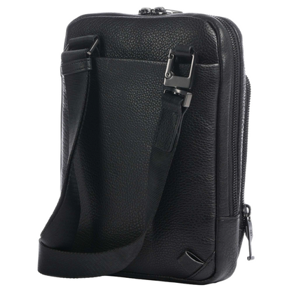 Piquadro Carl Small Leather Tablet Crossbody Bag Black