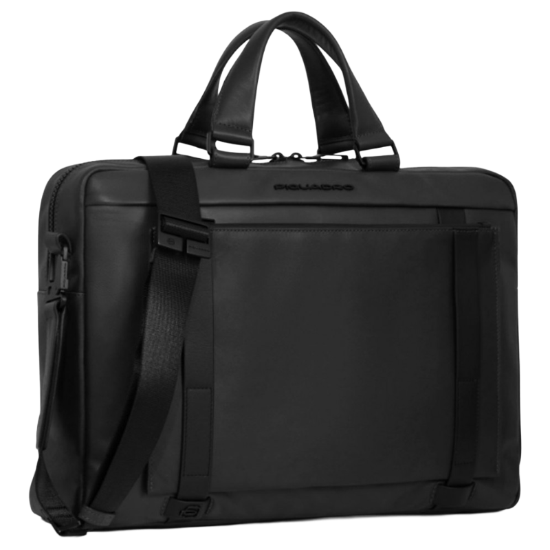 Piquadro David Leather Laptop Bag Briefcase Black