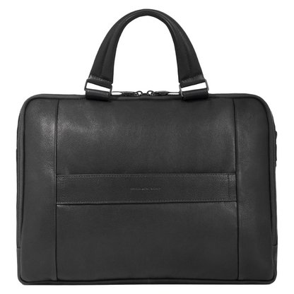 Piquadro Carl Leather Laptop 14 Inch Bag Briefcase Black