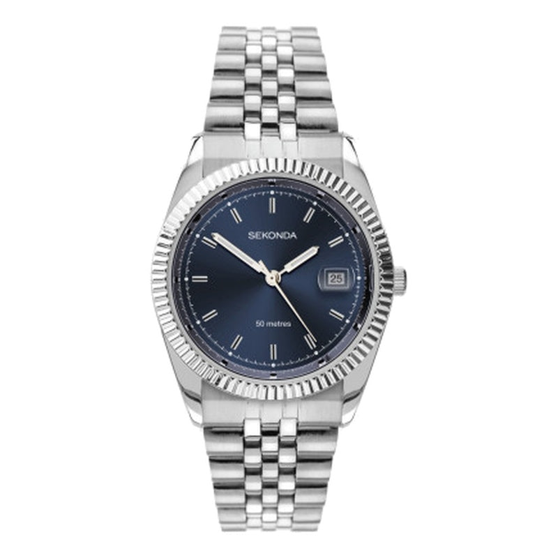 Sekonda Men's Stainless Steel Blue Dial Bracelet Watch 1690