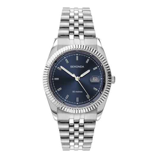 Sekonda Men's Stainless Steel Blue Dial Bracelet Watch 1690
