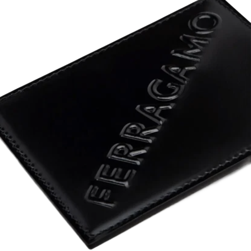 Salvatore Ferragamo Black Leather Credit Card Holder