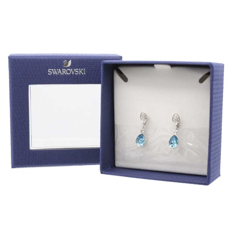 Swarovski Ocean Blue Rhodium Plated Aqua And White Crystal Earrings 5465296