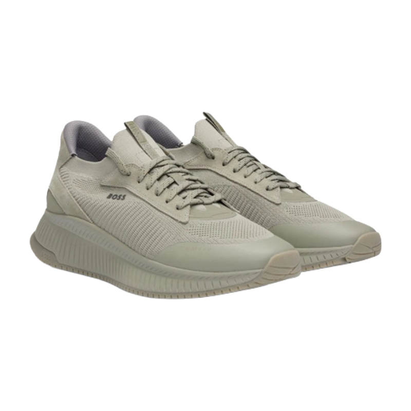 Hugo Boss TTNM EVO Knitted Uppers Men's Trainers Khaki Green