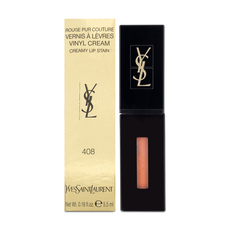 YSL Vernis Vinyl Cream Coral Liquid Lipstick Stain 408 Corail Neo-Pop
