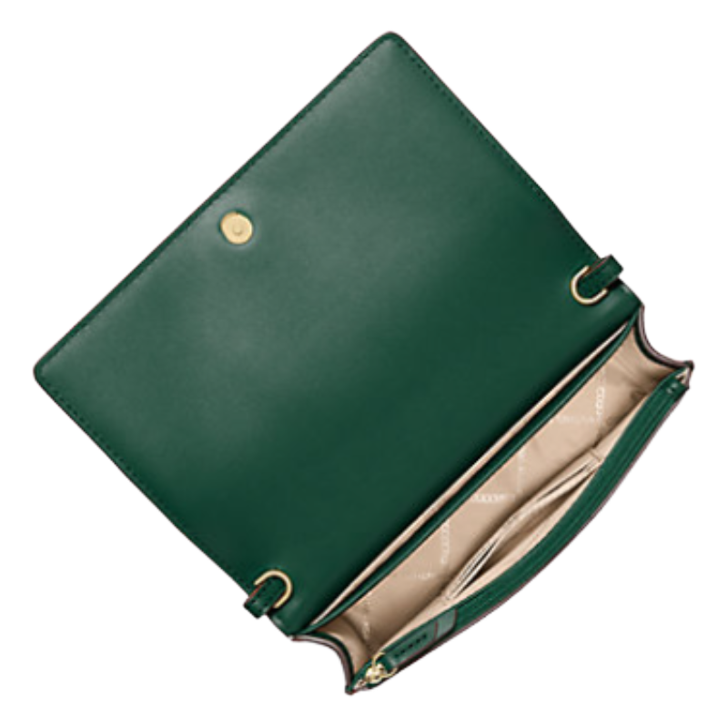 Michael Kors Jet Set Medium Pebbled Leather Crossbody Bag Dark Green