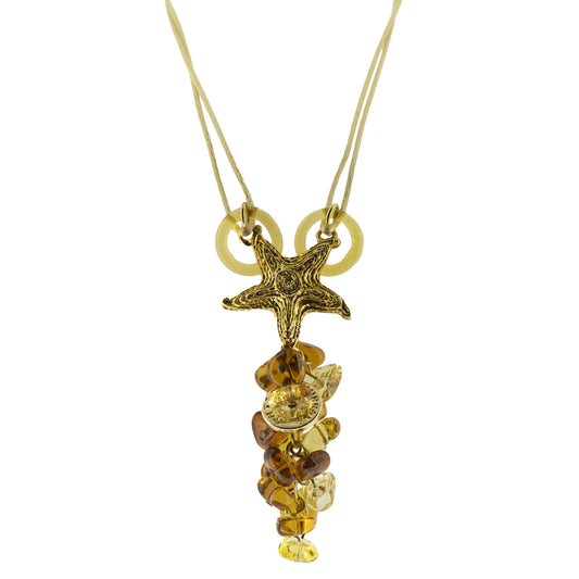 Antica Murrina Amber & Gold Glass Geena Starfish Necklace CO592A05