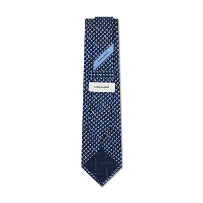 Salvatore Ferragamo Silk Animal Print Tie Blue