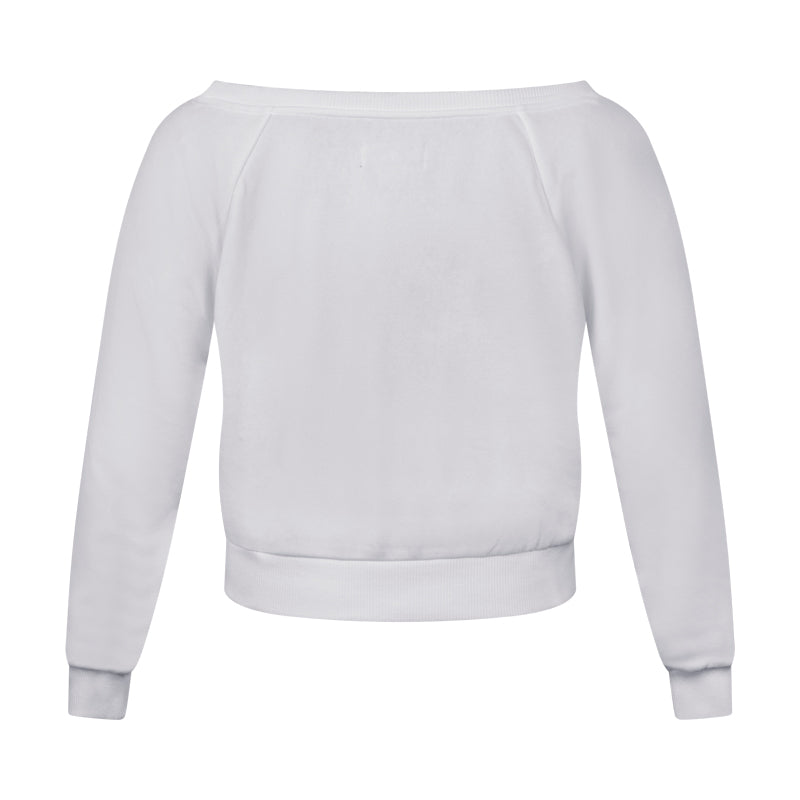 Victoria's Secret Off Shoulder Fleece 'Paris' White Sweatshirt Large