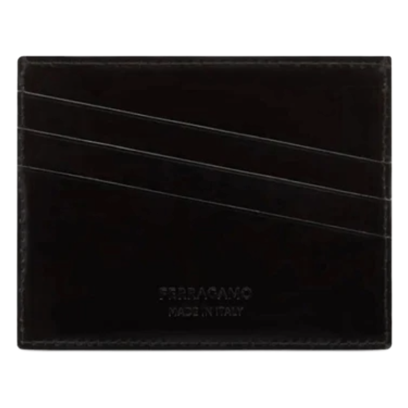 Salvatore Ferragamo Black Leather Credit Card Holder