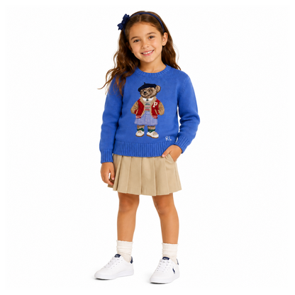 Ralph Lauren Polo Bear Knitted Girls Jumper Blue 