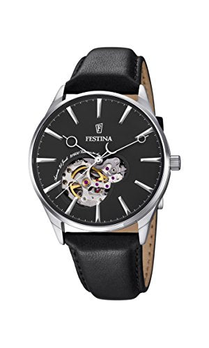 Festina Men's Automatic Watch With Black Leather Strap F6846-4