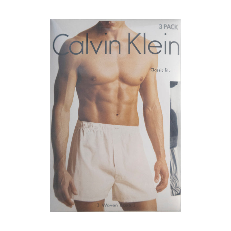 Calvin Klein Classic Fit Men's Woven Boxers Grey/Black 3 Pack