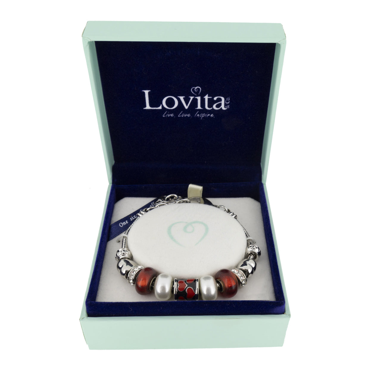 Lovita Charm Bracelet Red Hearts 