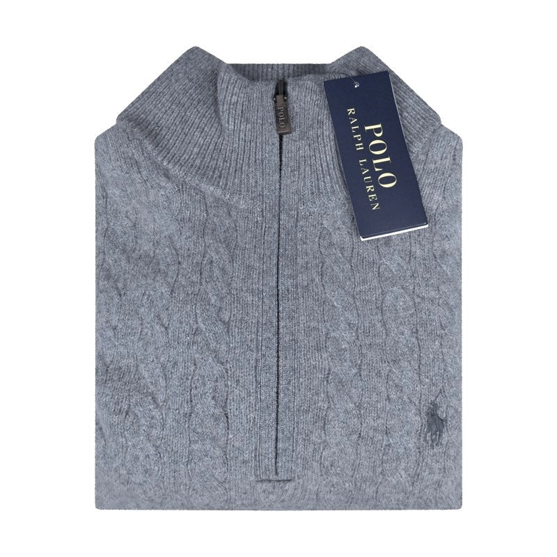 Polo Ralph Lauren Half Zip Cable Knit Jumper Grey