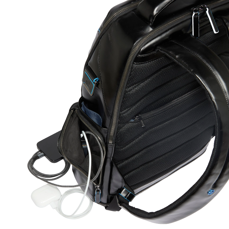 Piquadro Blue Square Large Leather Laptop Backpack 15,6"
