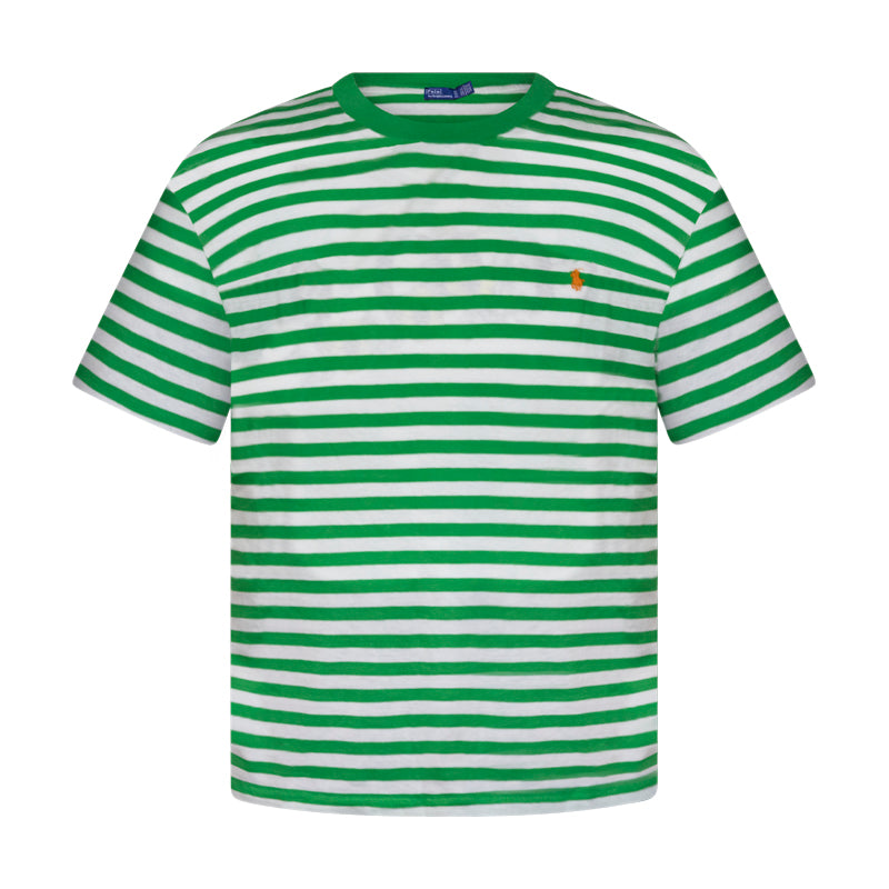 Ralph Lauren Polo Women's Striped T-Shirt Green & White - X Large