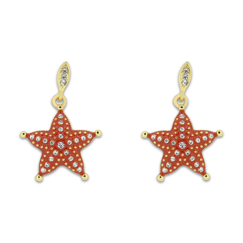 Khloelle Orange And Silver Starfish Earrings LC0070791