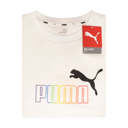 Puma Women's Rainbow Logo Graphic White Relaxed T-Shirt
