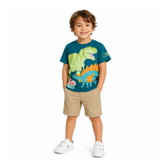 Natural History Museum Dinosaur Green 100% Cotton Kids T-Shirt 1-2 Years