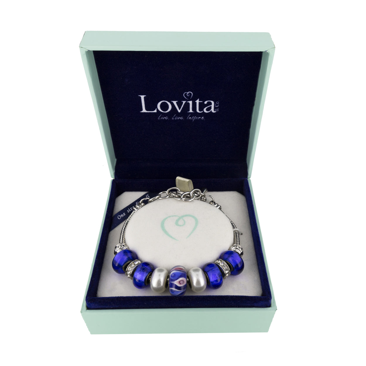 Lovita Charm Bracelett Blue and Silver Charms 