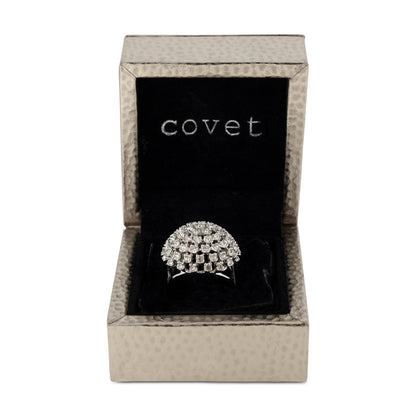 Covet Rhodium Dome Pave Silver Ring - Size 5