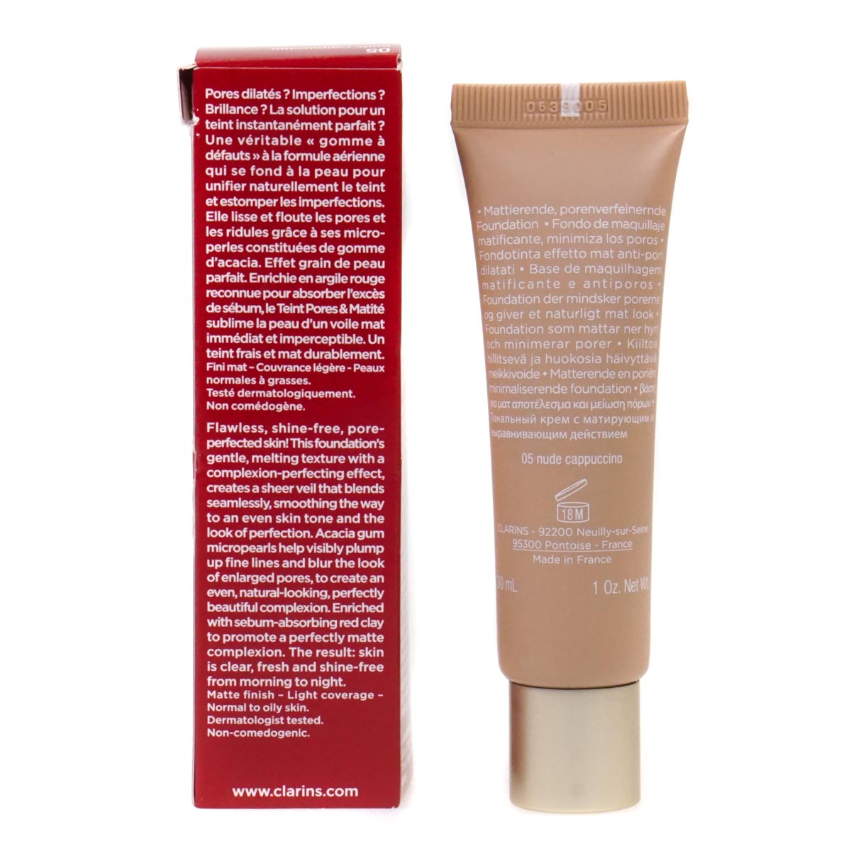 Clarins Pore Perfecting Matifying Foundation 05 Nude Cappuccino 30ml