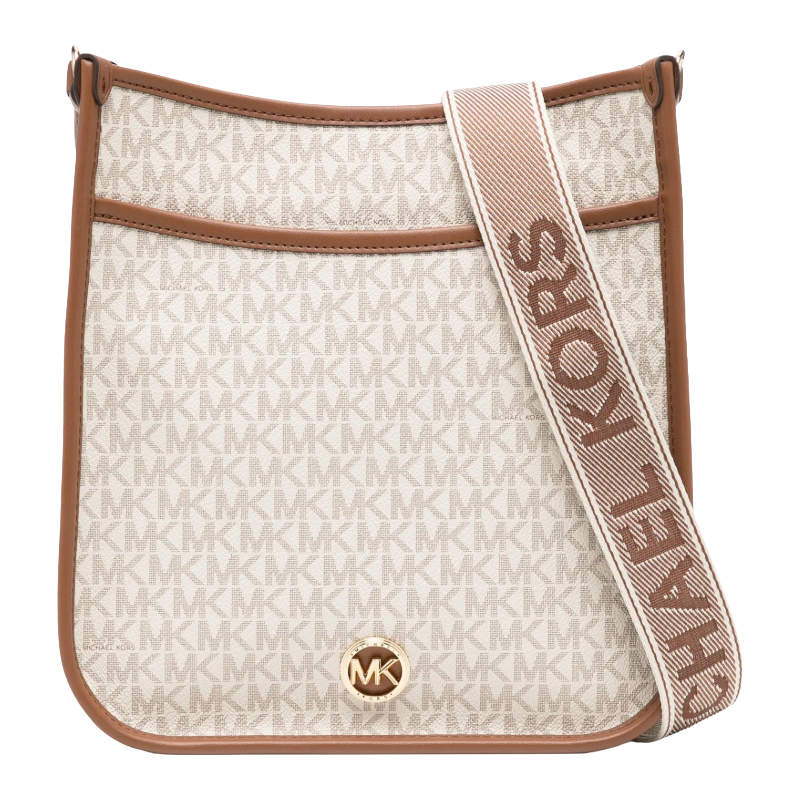 Michael Kors Luisa Large Leather Messenger Bag Vanilla/Brown 