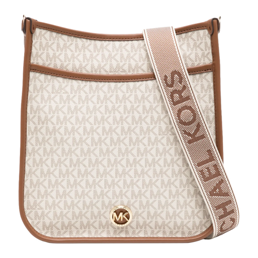 Michael Kors Luisa Large Leather Messenger Bag Vanilla/Brown 