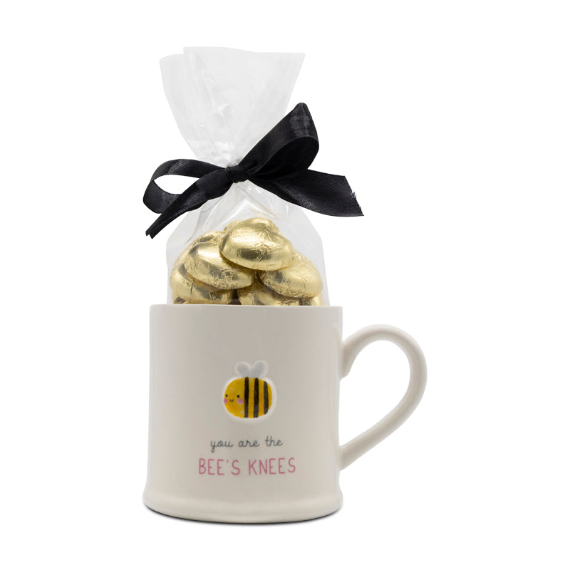 Love Life Embossed Stoneware Mug "You are the Bee's Knees" & Heart Chocolates