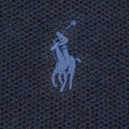 Ralph Lauren Polo Textured Cotton Crewneck Jumper Navy Blue Men's