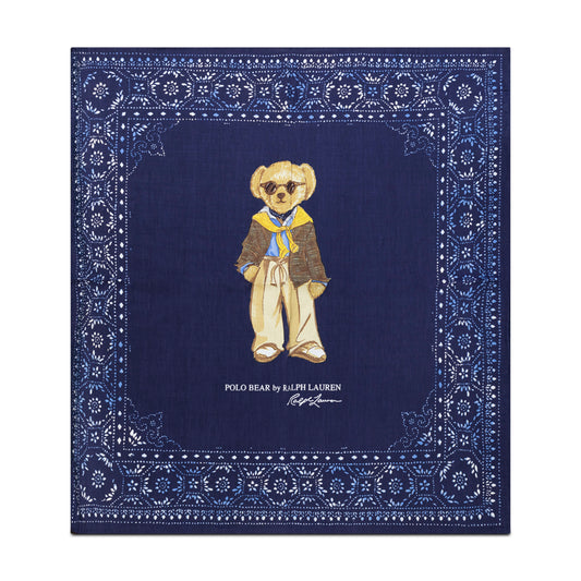 Ralph Lauren Polo Bear Cotton-Silk Scarf Blue