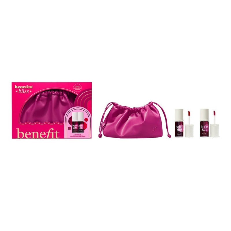Benefit Benetint Bliss two lip and cheek stains with cosmetic bag and box