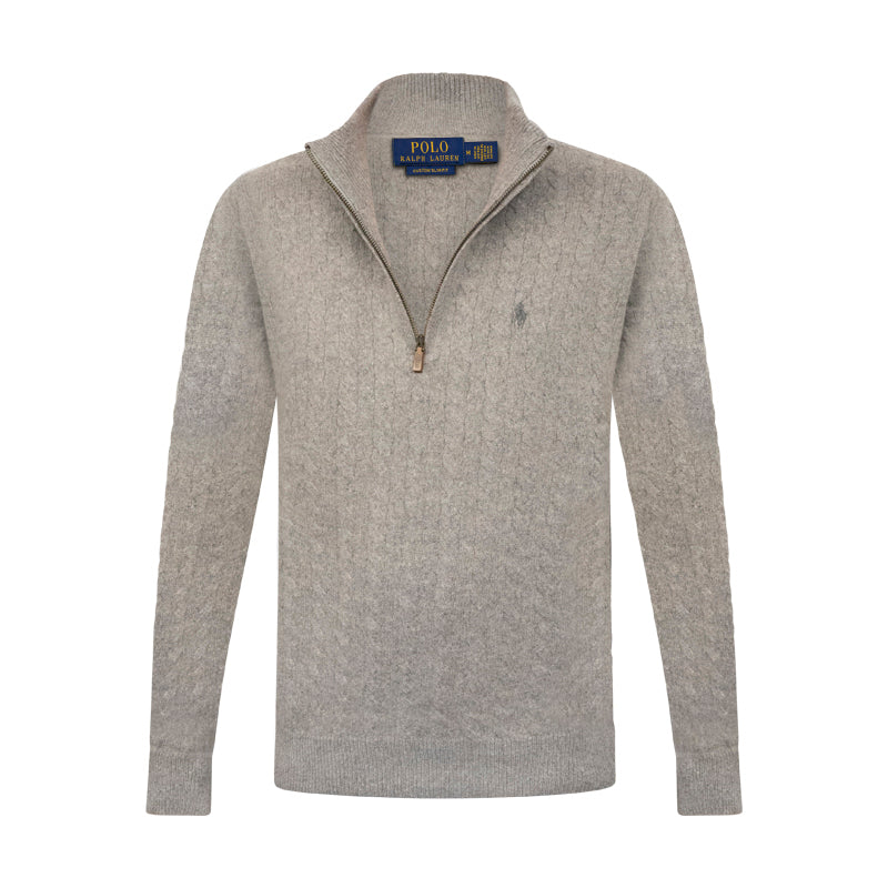 Ralph Lauren Polo Half Zip Cable Men's Grey Knit Jumper