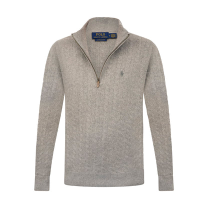 Ralph Lauren Polo Half Zip Cable Men's Grey Knit Jumper