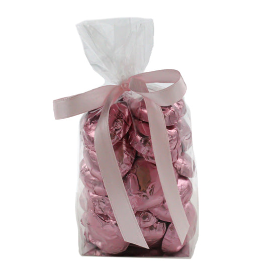 Luxury Solid Milk Chocolate Foil Hearts 30 Pink