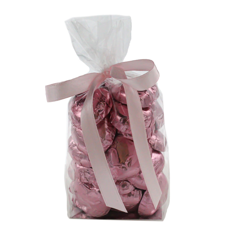 Luxury Solid Milk Chocolate Foil Hearts 30 Pink