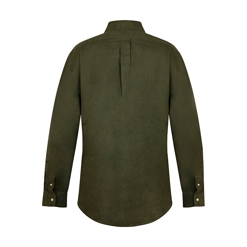 Ralph Lauren Polo Custom Fit Linen Shirt Dark Green