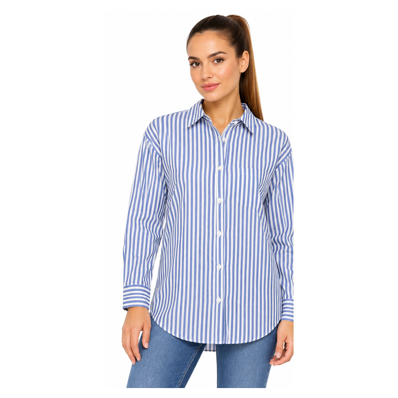 Fynch Hatton Blue & White Striped Long Sleeved Women's Shirt