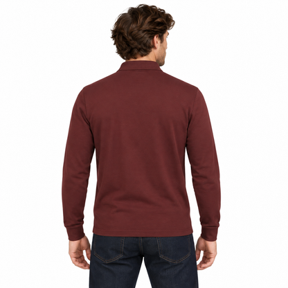 Hugo Boss Pado 30 Long Sleeved Polo Shirt Dark Red Men's