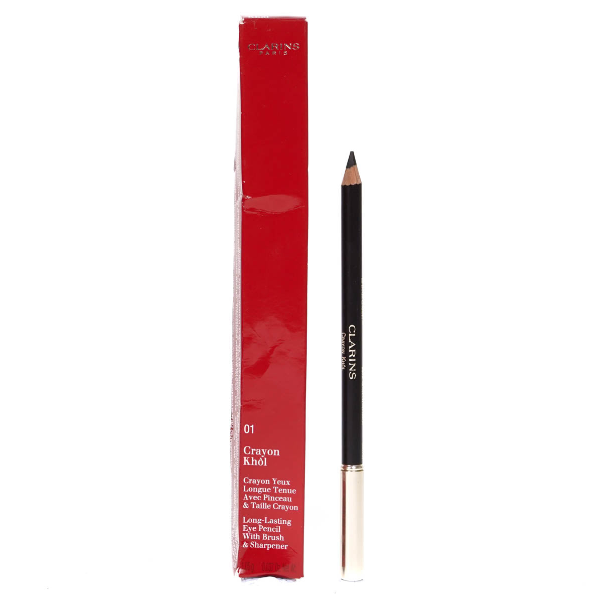 Clarins Crayon Khol Long Lasting Eye Pencil With Brush And Sharpener - 01 Carbon Black (Blemished Box)
