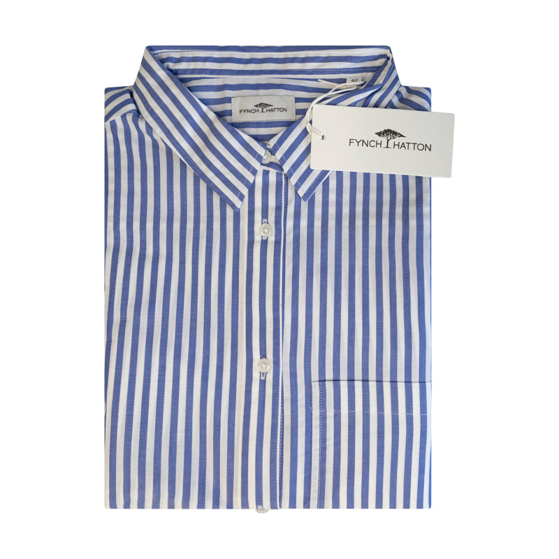 Fynch Hatton Blue & White Striped Long Sleeved Women's Shirt
