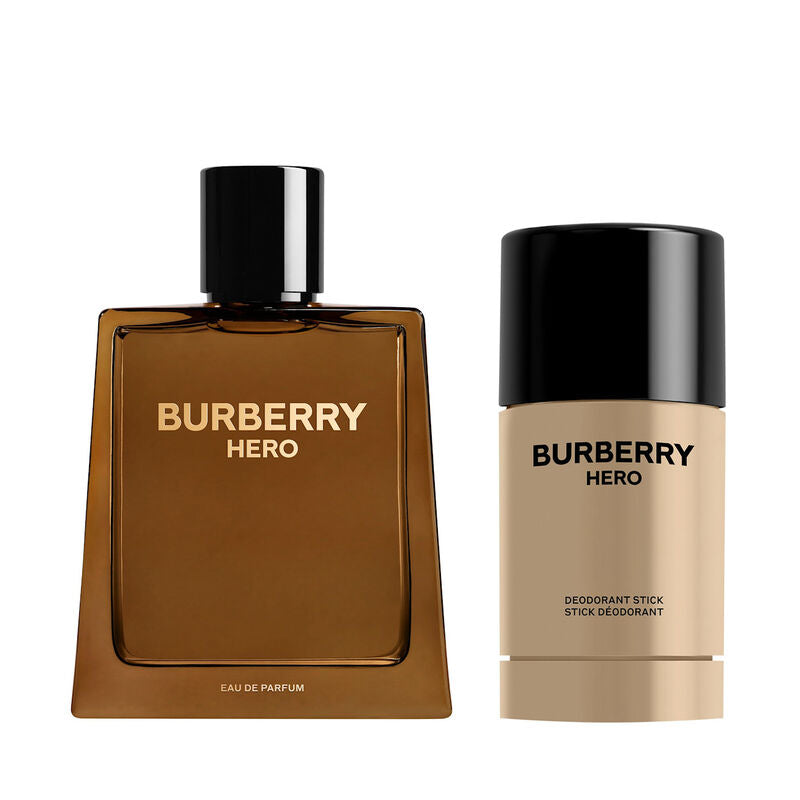 Burberry Hero Eau de Parfum 100ml and deodorant stick 75ml on white background