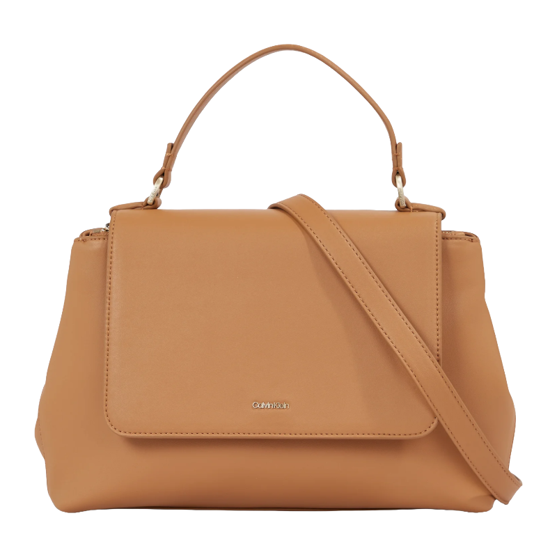 Calvin Klein Top Handle Tote Handbag Brown Sugar K60K611043