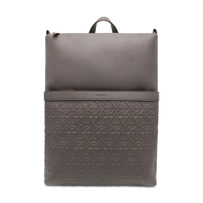 Salvatore Ferragamo Embossed Leather Backpack Brown