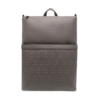 Salvatore Ferragamo Embossed Leather Backpack Brown