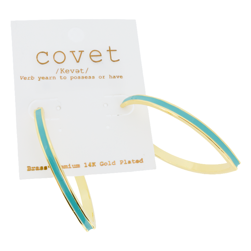 14k Gold Plated Turquoise Enamel Hoop Earrings By Covet